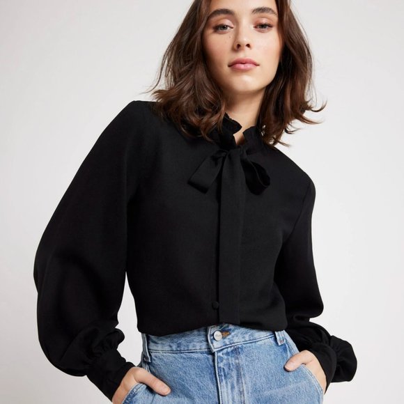 Mille Blair Top in Black Georgette